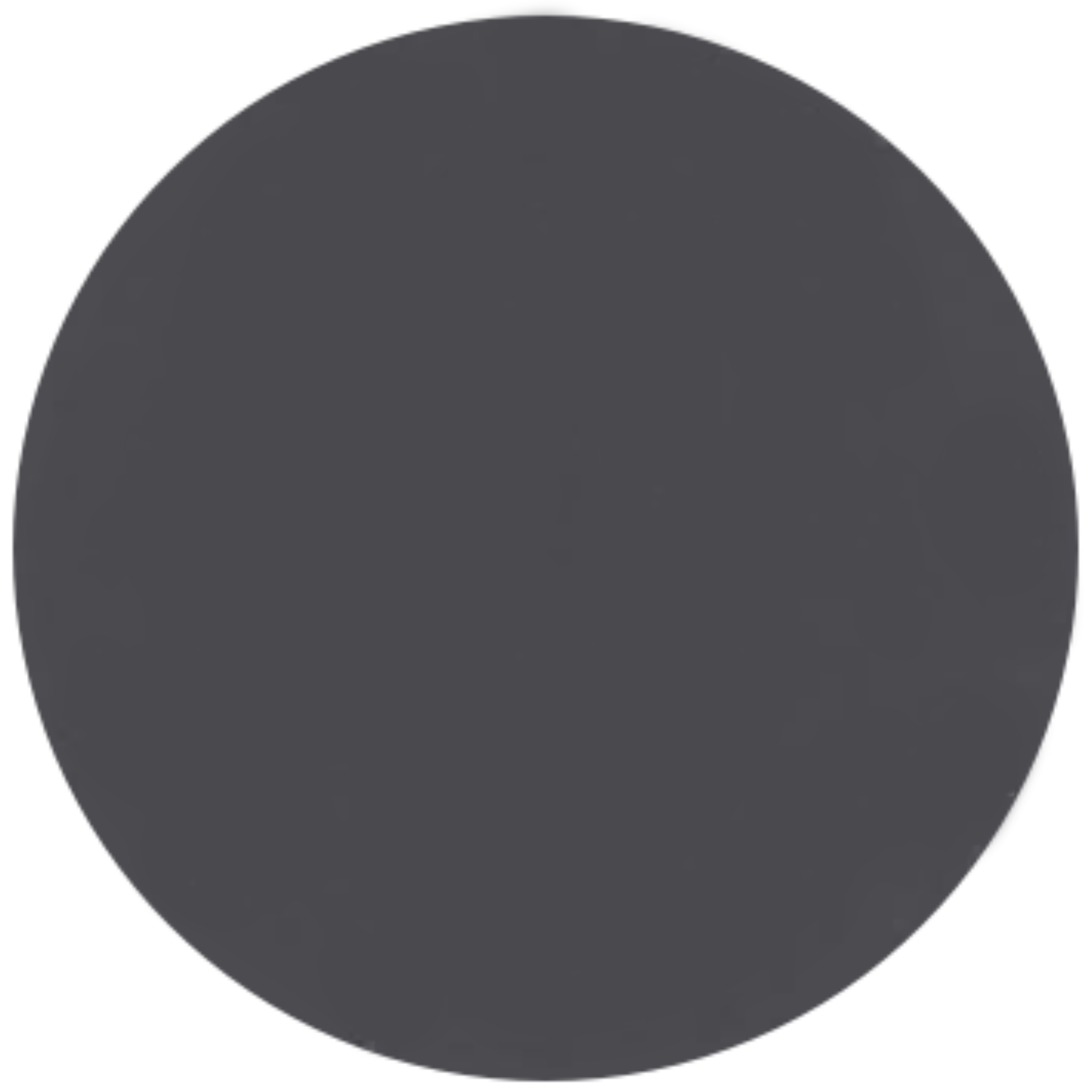 A circular close-up sample of a smooth, solid dark blue-grey masonry finish. The surface has a clean, matte appearance with a fine-grained, uniform texture in a neutral slate or charcoal tone.