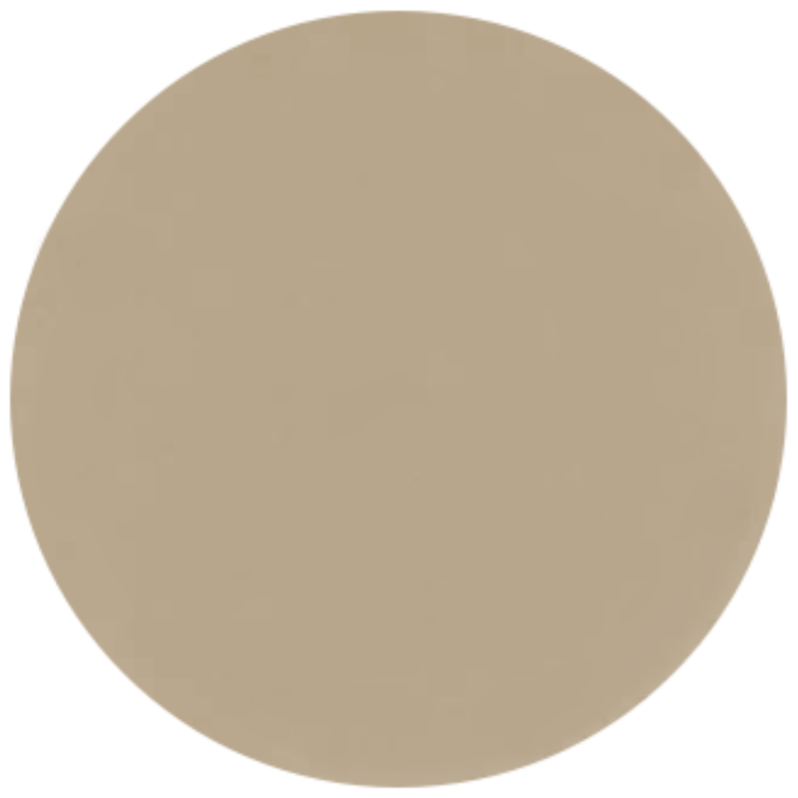 A circular close-up sample of a smooth, solid tan masonry finish. The surface features a clean, matte appearance with a fine-grained, uniform texture in a light sandy brown tone.
