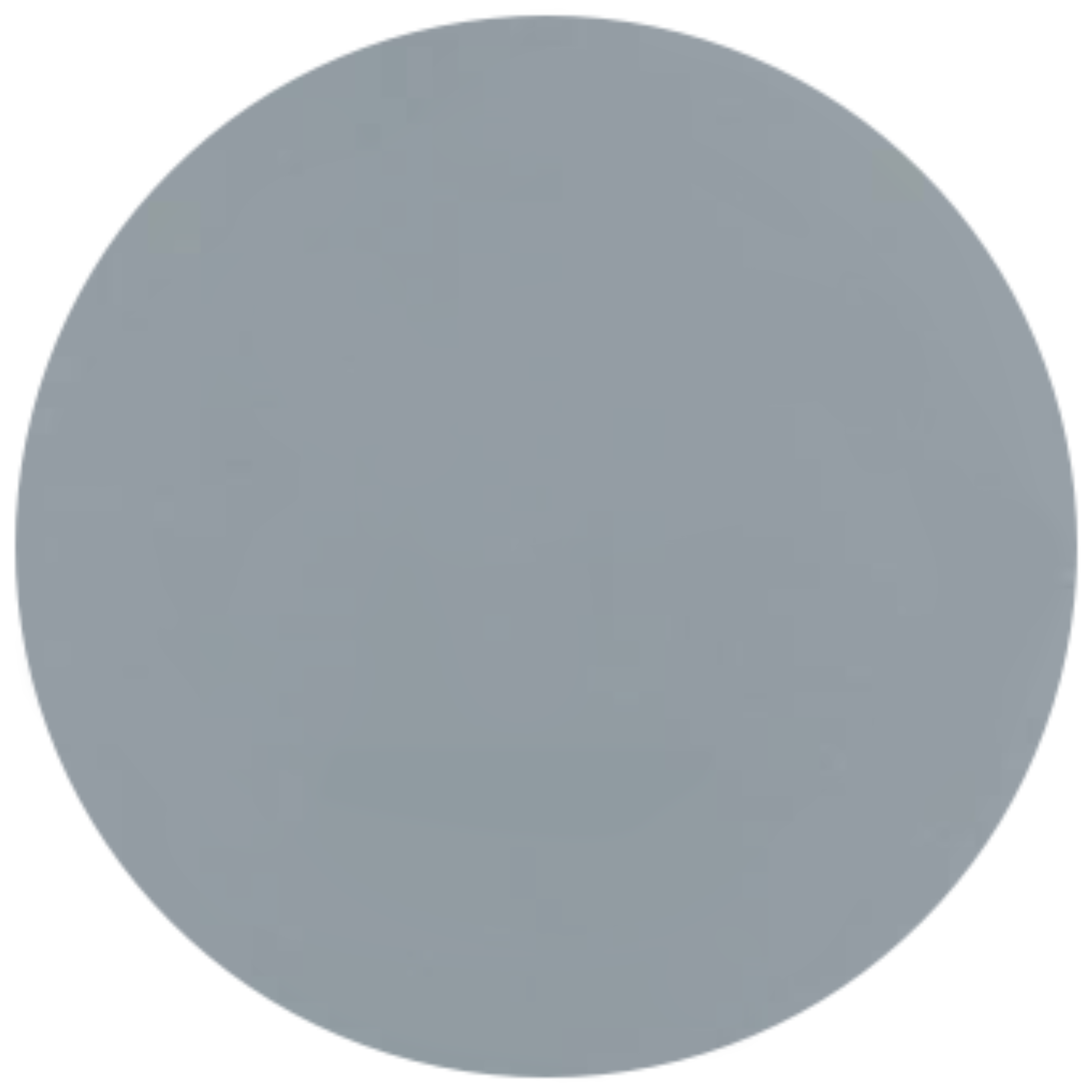 A circular close-up sample of a smooth, solid light blue masonry finish. The surface has a clean, matte appearance with a fine-grained, uniform texture in a neutral slate or charcoal tone.