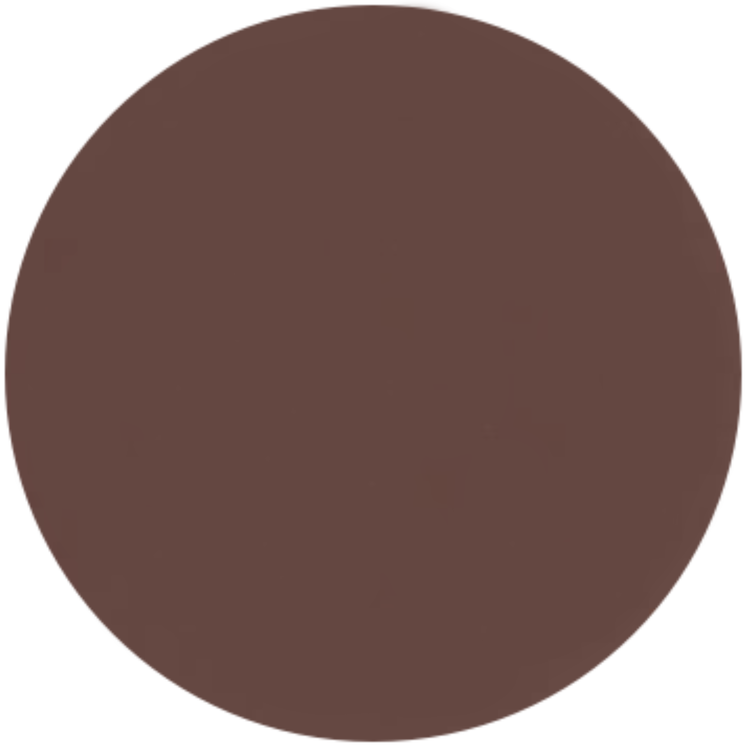 A circular close-up sample of a smooth, solid dark brown terracotta masonry finish. The surface has a clean, matte appearance with a fine-grained, uniform texture in a neutral slate or charcoal tone.